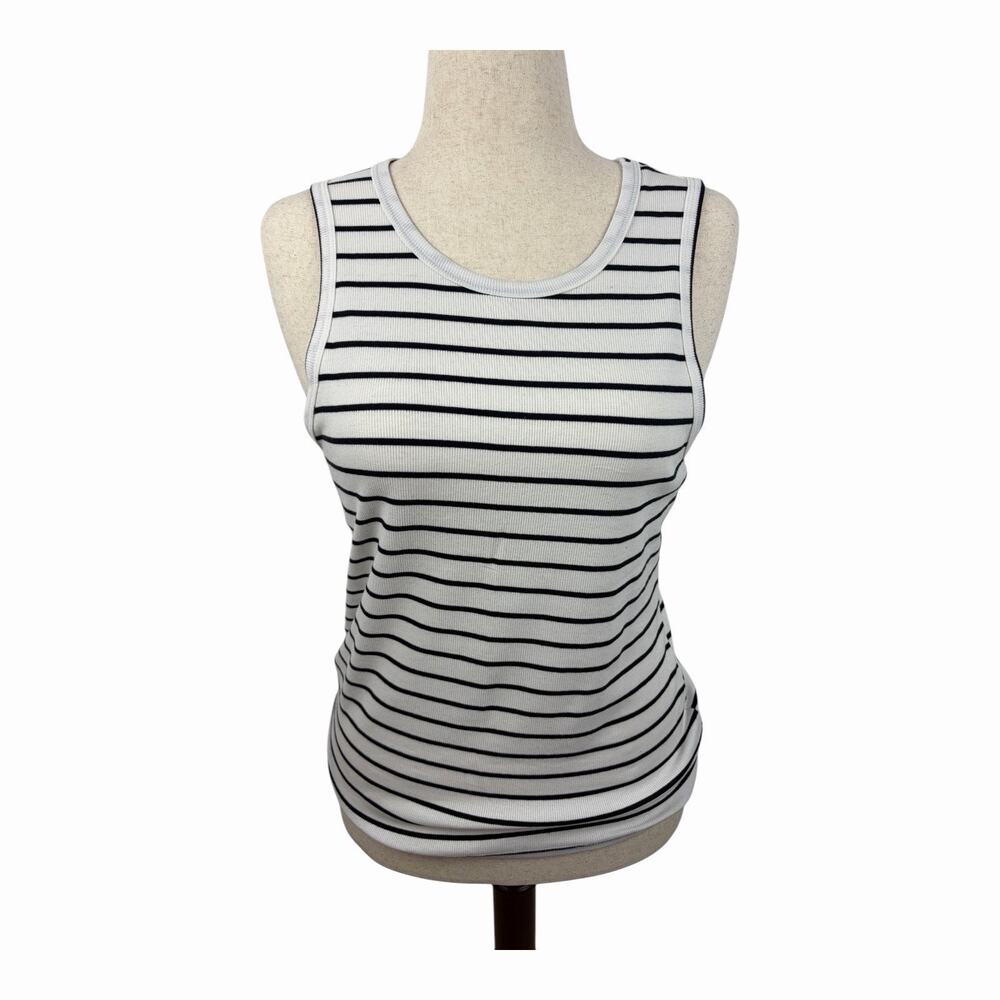 No Boundaries Ribbed Tank Top Womens XXL 20 White Black Stripe Stretch Cotton